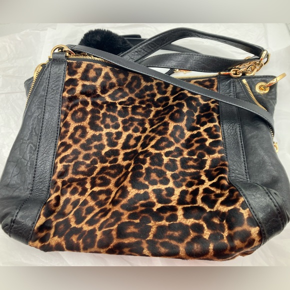 Michael Kors Black and Leopard Print Shoulder Bag BRAND NEW - Picture 4 of 11